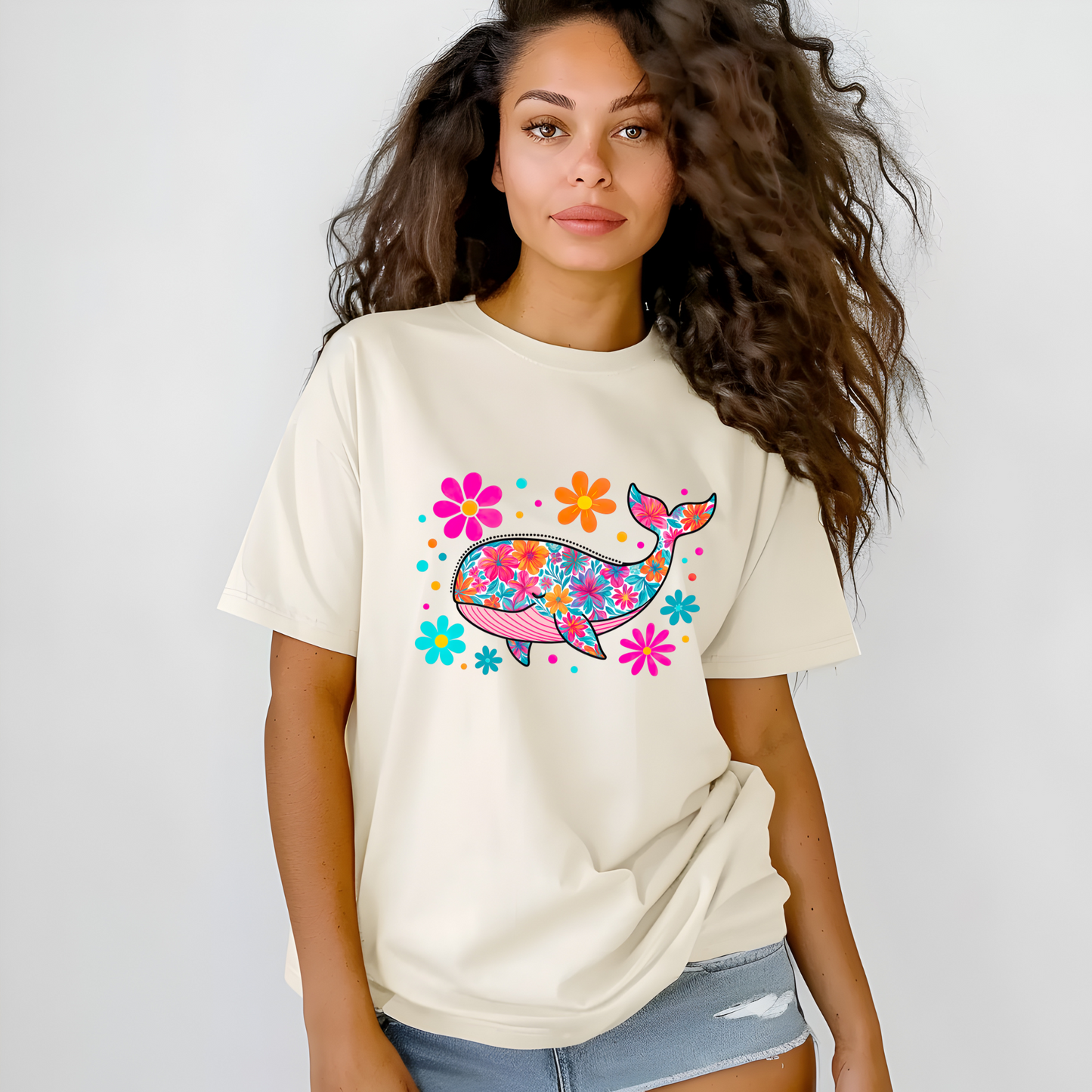 RAINBOW WHALE - Women Classic Crew T-Shirt 1