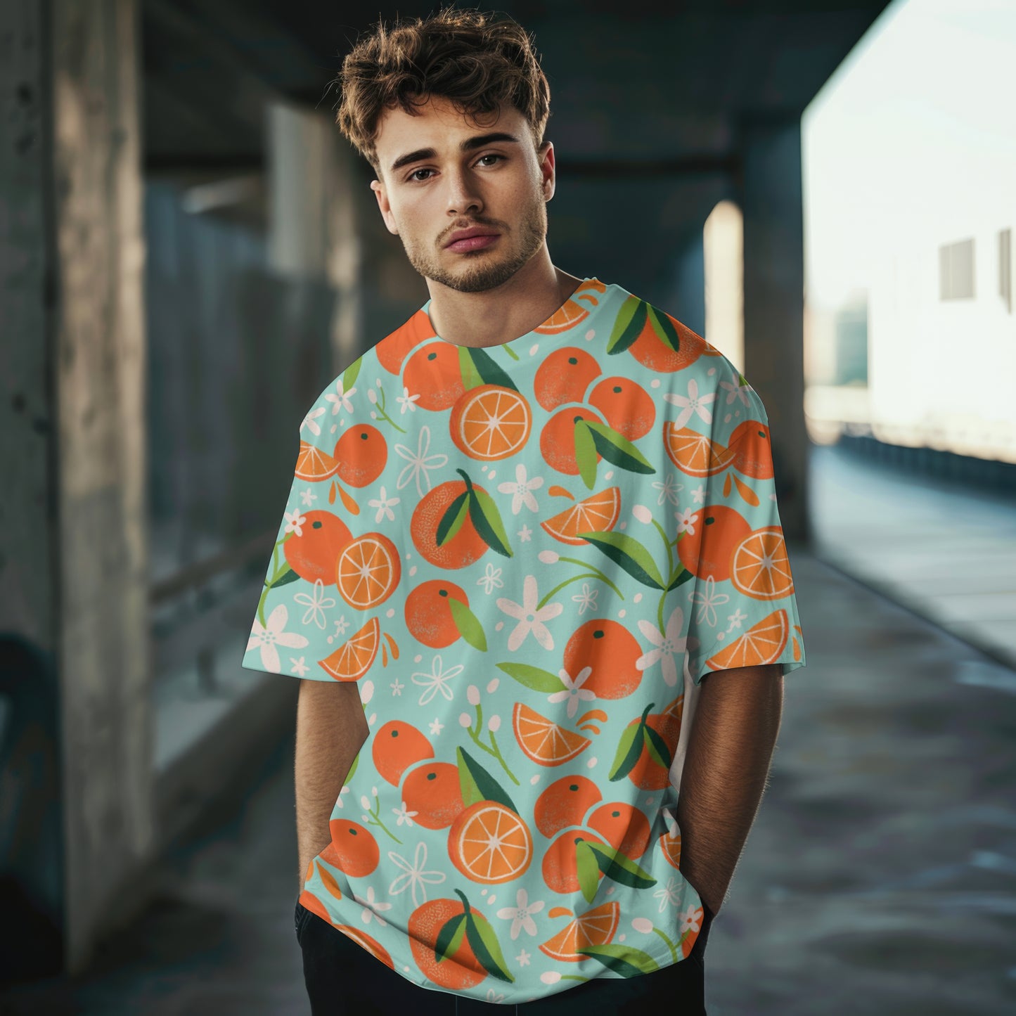 Orange Pop - Oversized Unisex All Over Print T-Shirt